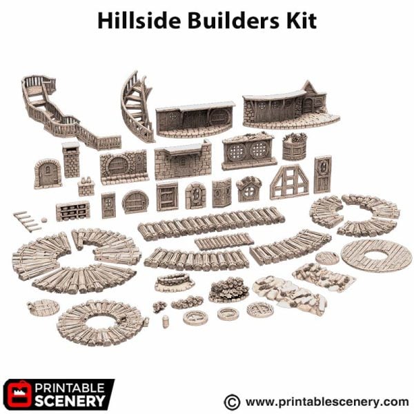 3D Printable Hobbit holes Hillside Builders Kit