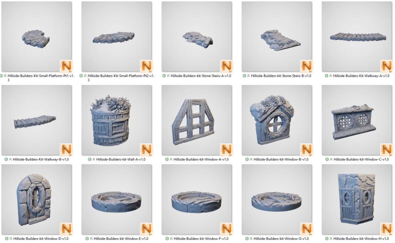 3D Printable Hobbit holes Hillside Builders Kit