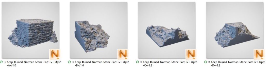 Ruined Norman Stone Fort - Printable Scenery