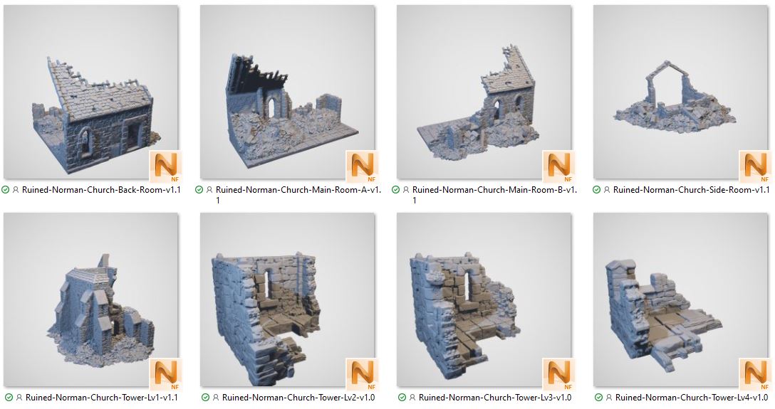 3D Printable Ruined Norman Church
