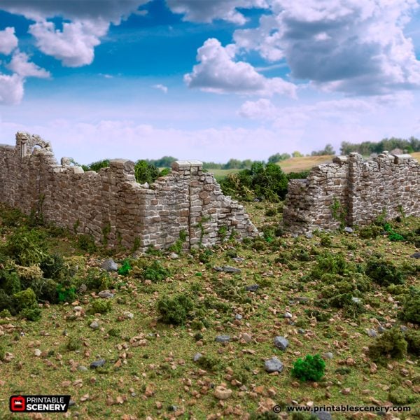 3D printable Ruined Norman Fort Walls