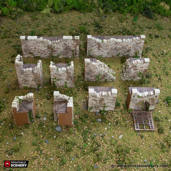 3D printable Ruined Norman Fort Walls