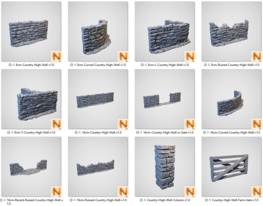 3D Printable Country High Walls