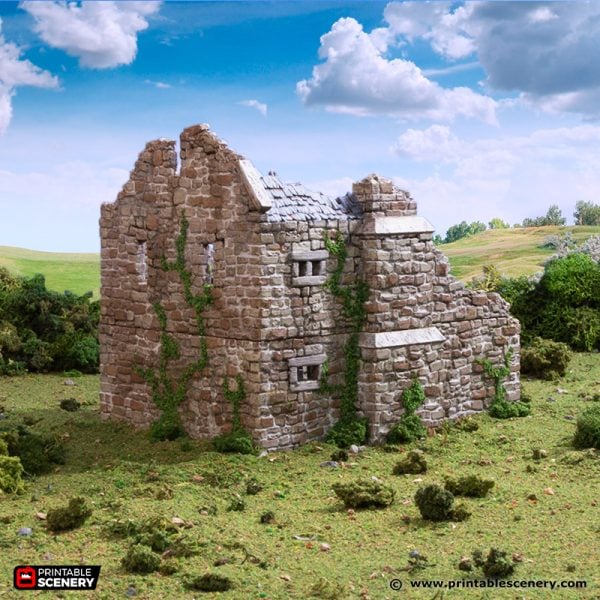 Ruined Norman Stone Manor STL Medieval House