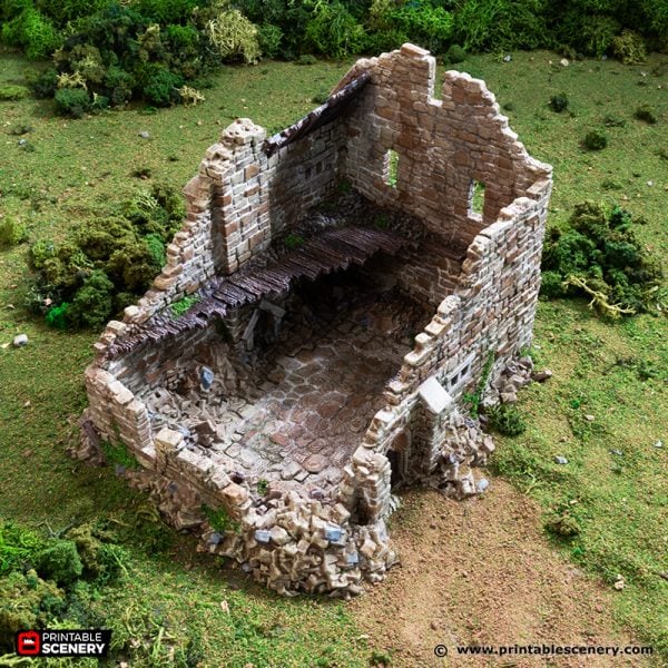 Ruined Norman Stone Manor STL Medieval House