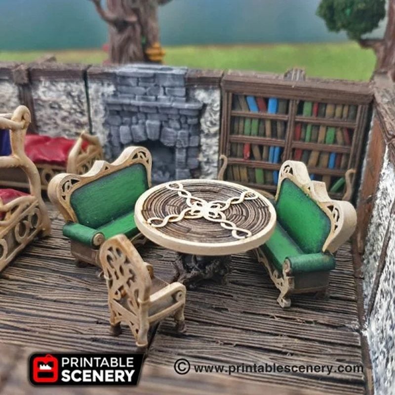 3D printed, STL file, Dollhouse Furniture, Dungeons and Dragons, Model Railway, 3D printed furniture, 3D printed chairs, printed furniture, printable terrain, miniature terrain