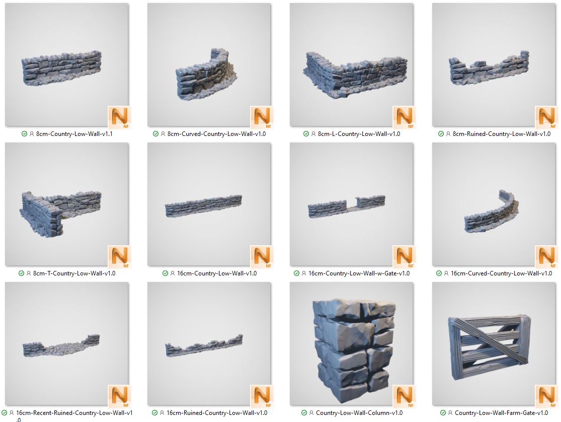 3D Printable Country low fence Walls