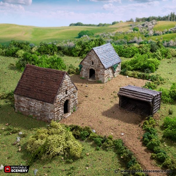 Small Rustic Barns STL