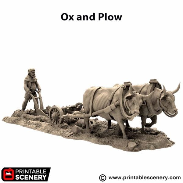 3D Printed Ox and Plow