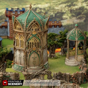 3d printed and painted Elves terrain for dnd and wargaming