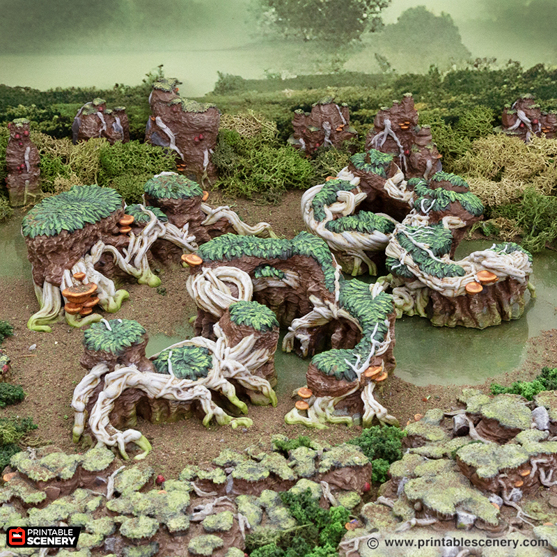 thumbnail image 2 of EC3D Gnarled Jungle Tree Roots Scatter Terrain – 3D Printed Mini Miniature For D&D 2 of 6
