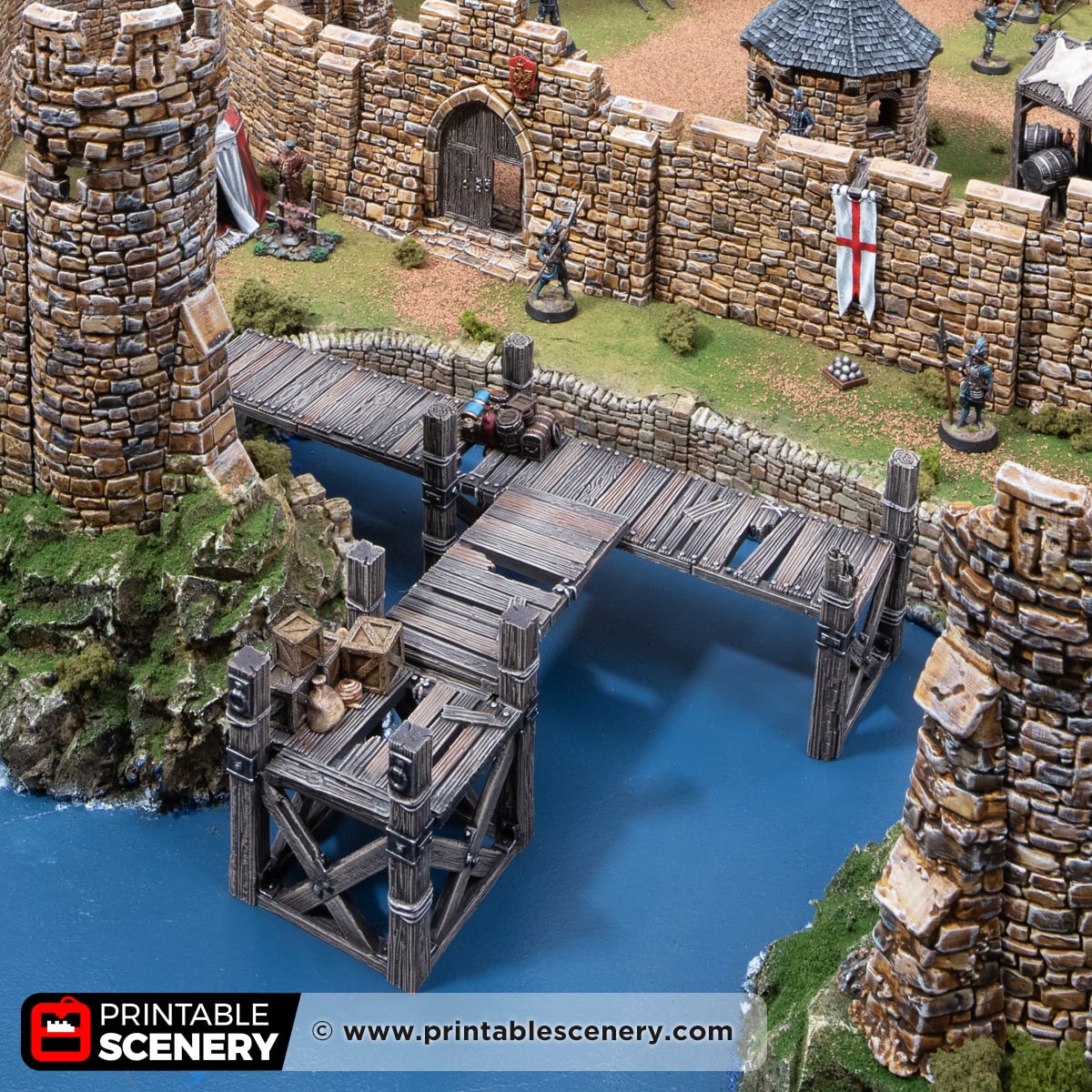 3d printed and painted dockside walkways for dnd and wargaming