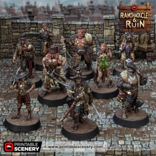 3D printed and painted dockside gang models for dnd and wargames