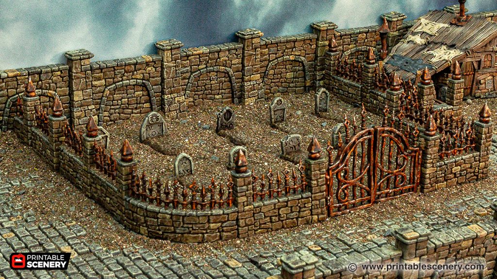The OpenLOCK Graveyard and Grave Diggers Hut - Printable Scenery