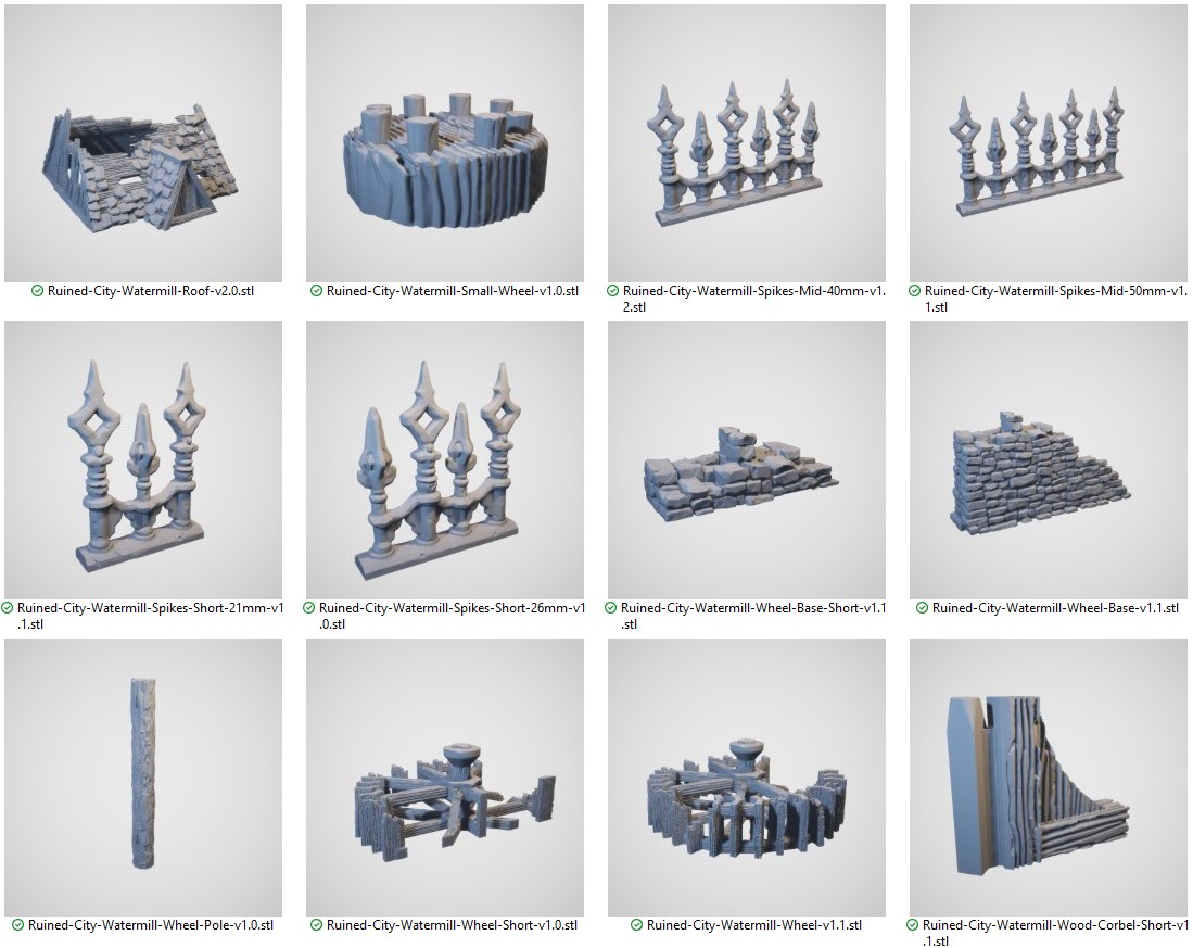 Ruined city Watermill 3d print
