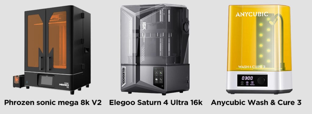 A graphic image showing Resin 3D printers
