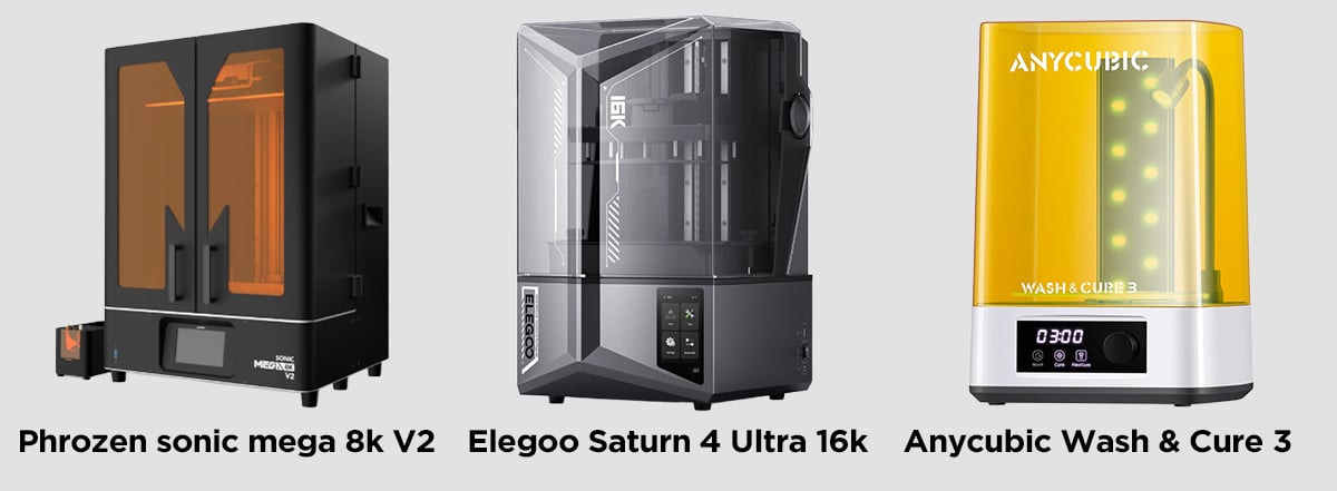 A graphic image showing Resin 3D printers
