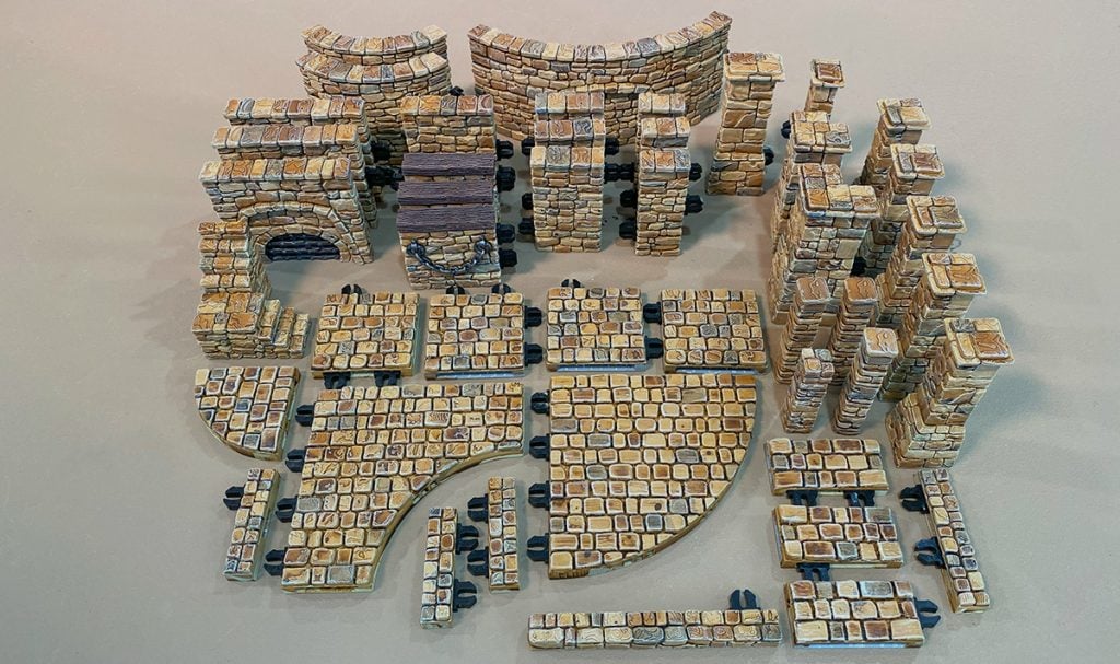 3D printed Ramshackle City Foundations components