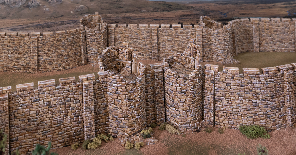 HEX Castle Ruined Oval Bastion - Printable Scenery