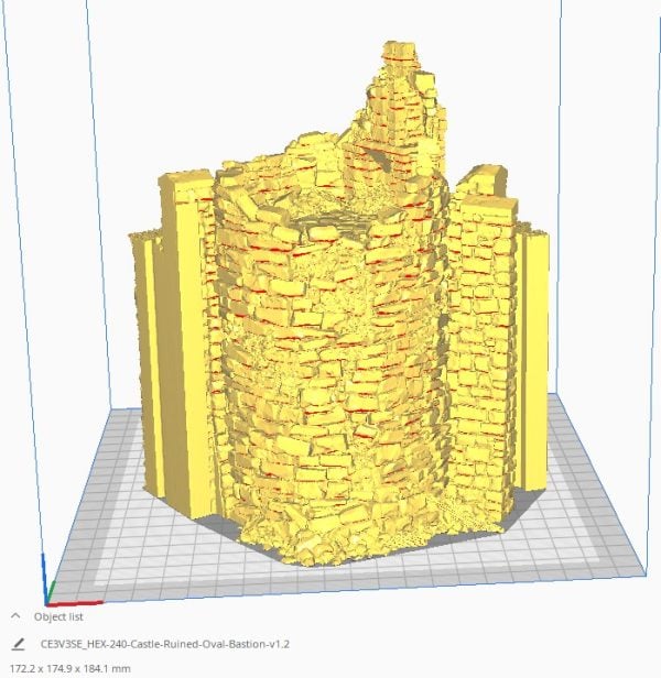 HEX Castle Ruined Oval Bastion 3d print file