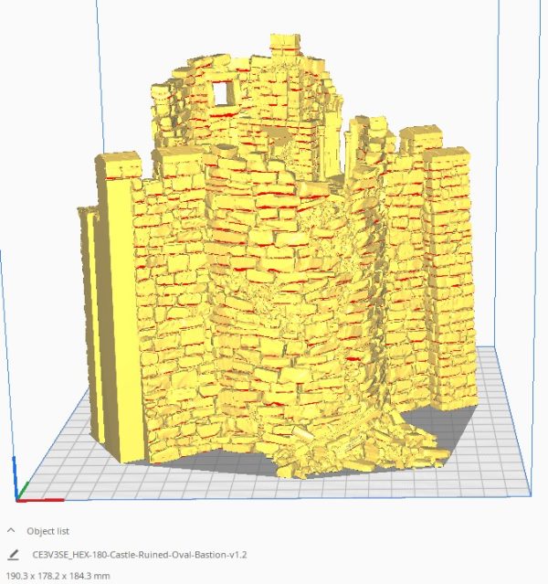 HEX Castle Ruined Oval Bastion 3d print file