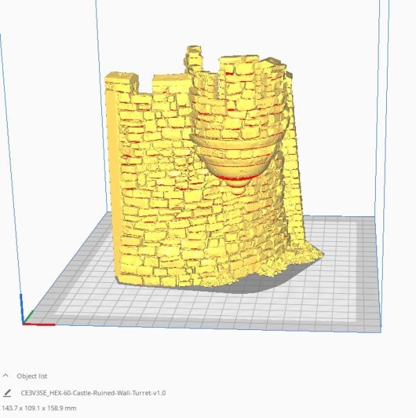 HEX Castle Ruined Wall Turrets 3d Print file