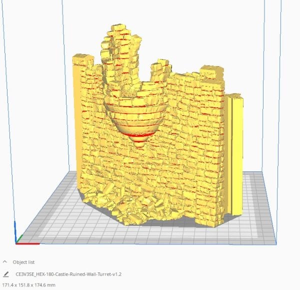 HEX Castle Ruined Wall Turrets 3d Print file