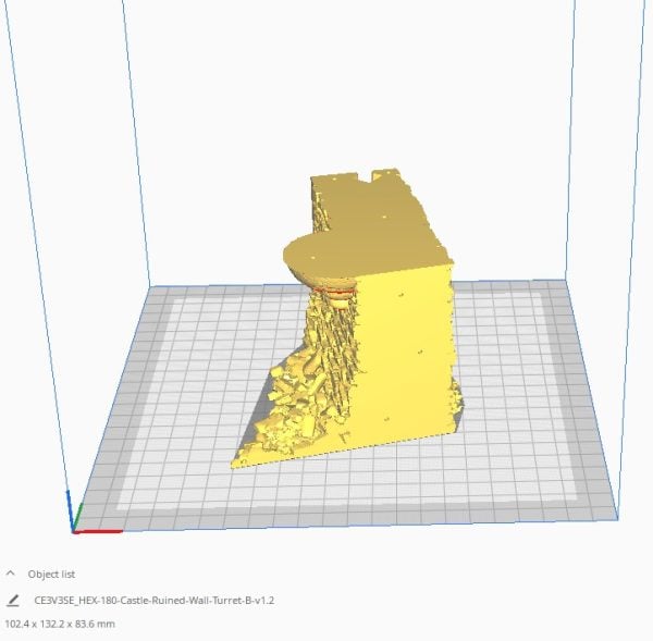 HEX Castle Ruined Wall Turrets 3d Print file