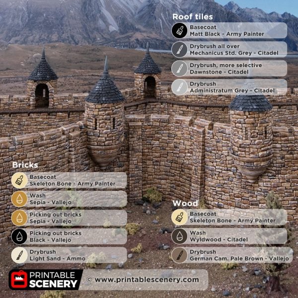 HEX Castle wall turrets painting guide