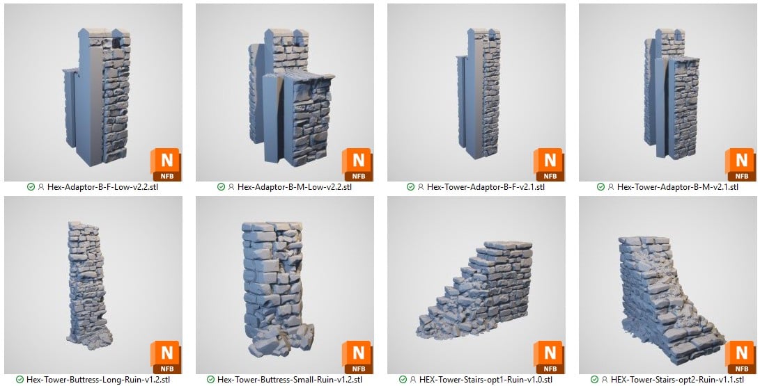 hex Castle Ruined Keep Tower adaptors