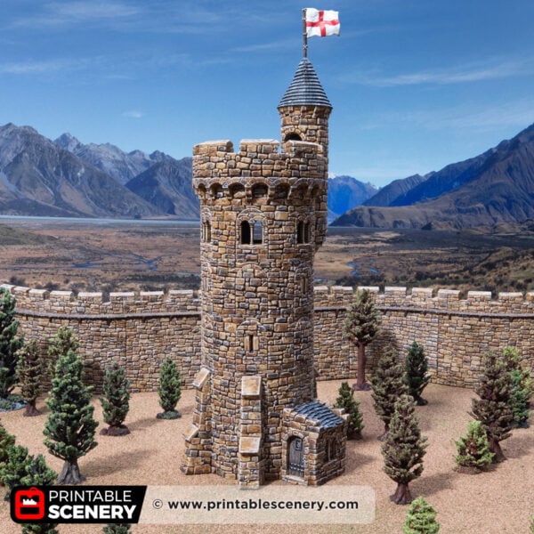 A photo of 3d printed and painted adeline tower, for dnd and wargames