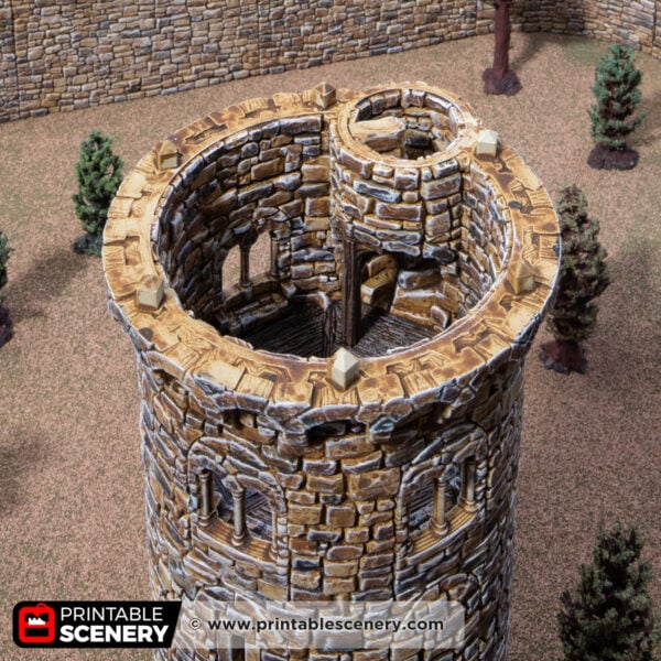 A photo of 3d printed and painted adeline tower, for dnd and wargames