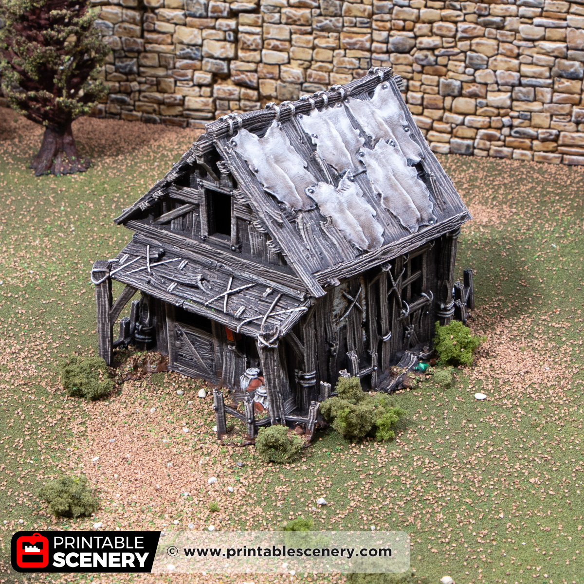 3d printed and painted Ash's cottage model for dnd and wargaming