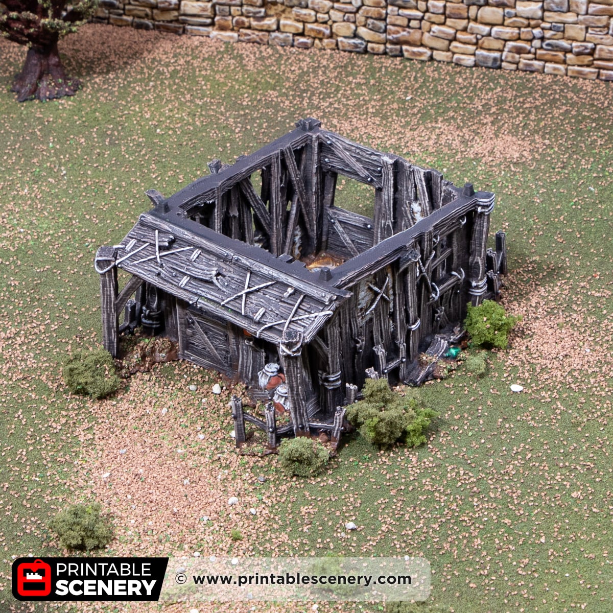 3d printed and painted Ash's cottage model for dnd and wargaming