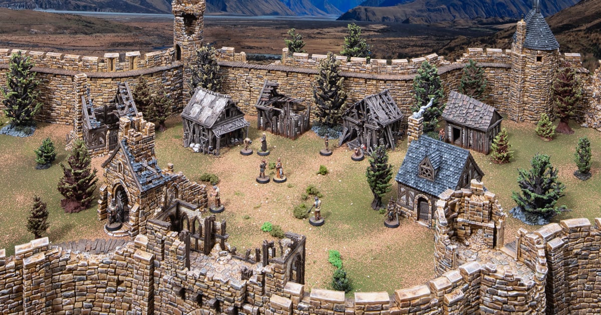 3d printed and painted Ash's cottage model for dnd and wargaming