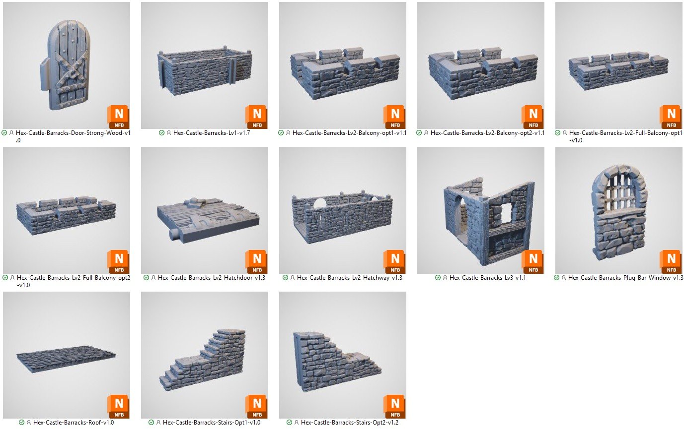 HEX Castle Barracks 3d Print file