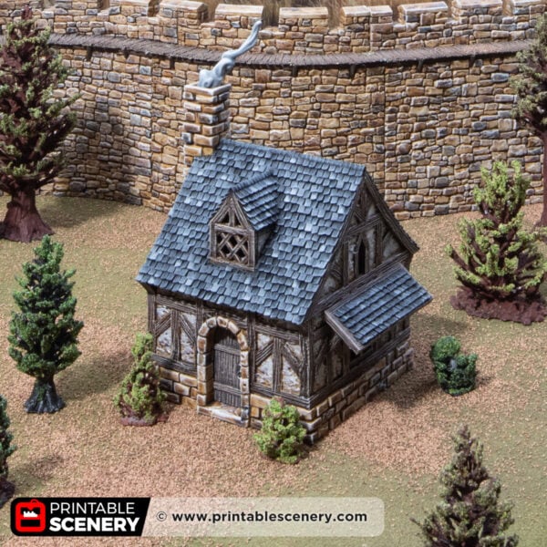 3d printed and painted bellas cottage for dnd and wargames