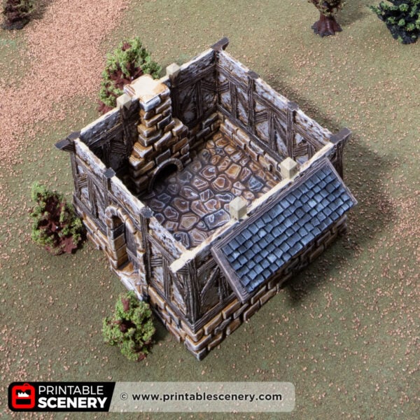 3d printed and painted bellas cottage for dnd and wargames