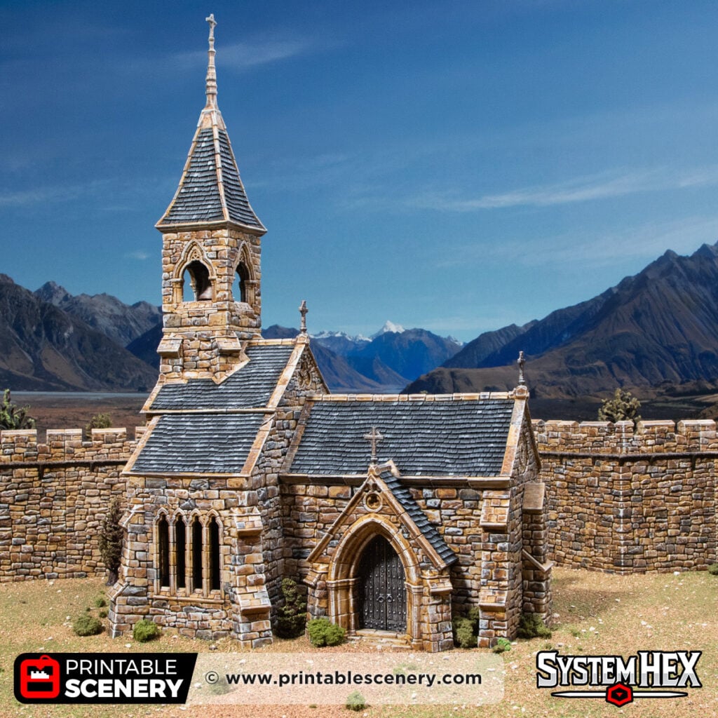 3d printed and painted Castle Church for dnd and wargaming