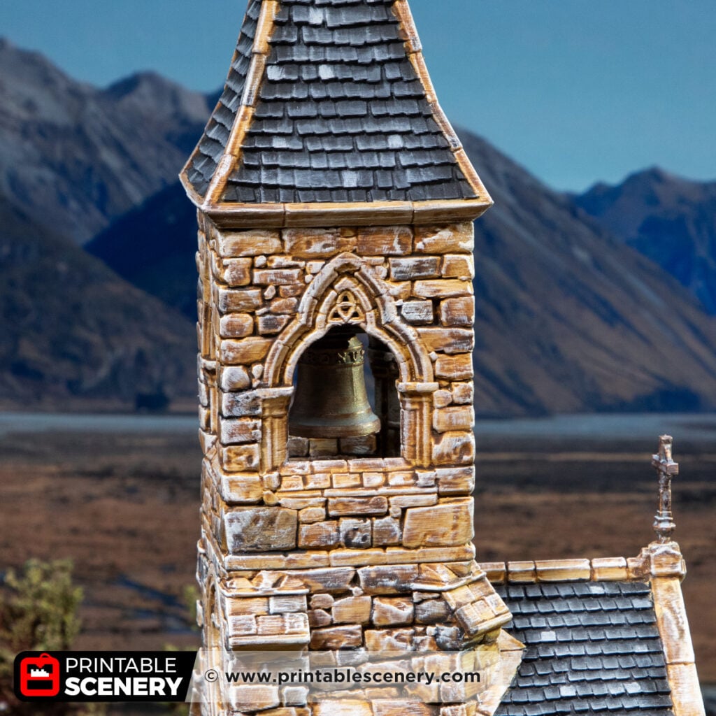 3d printed and painted Castle Church for dnd and wargaming