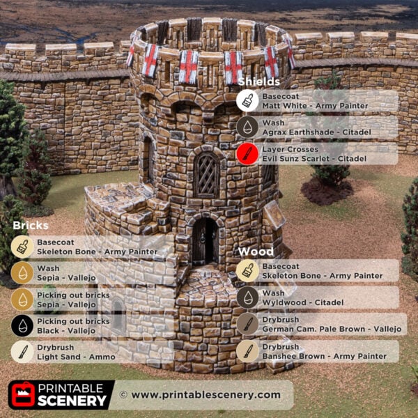 3D printed and painted Counts Tower for dnd and wargaming