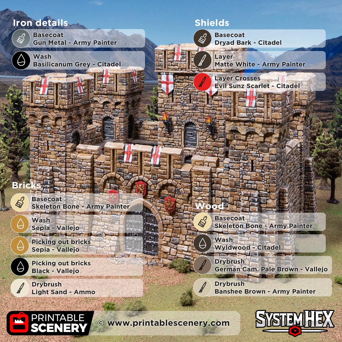 3d printed and painted Duke's Fort for dnd and wargaming