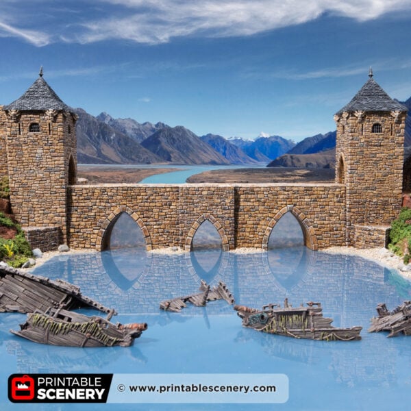 3d printed and painted grand bridge model for dnd and wargaming