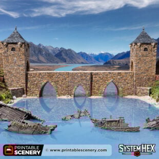 3d printed and painted grand bridge model for dnd and wargaming