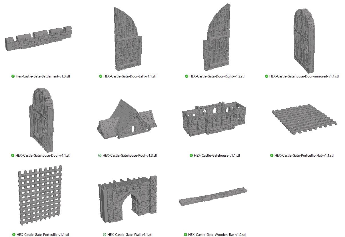 HEX Ruined Castle Walls 3d print file