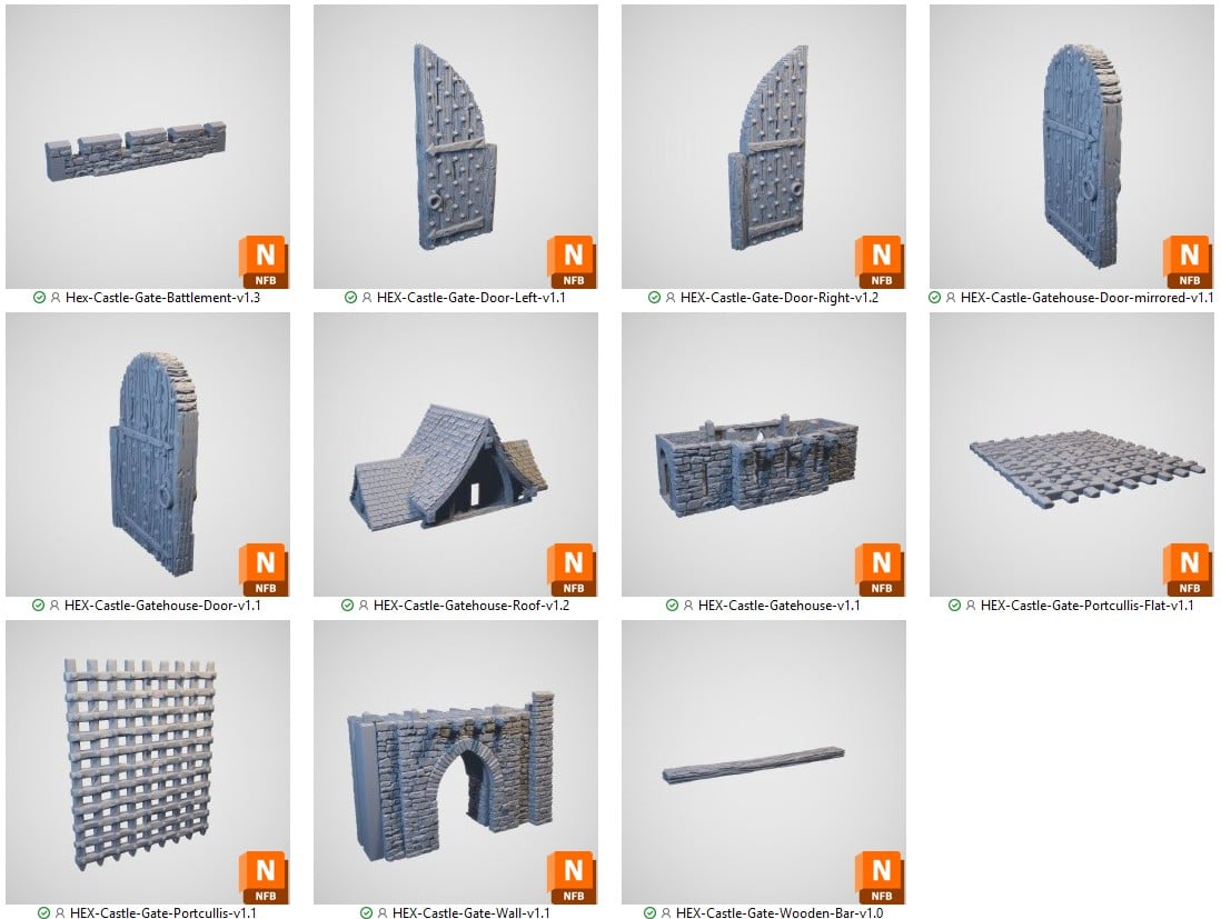 HEX Ruined Castle Walls 3d print file
