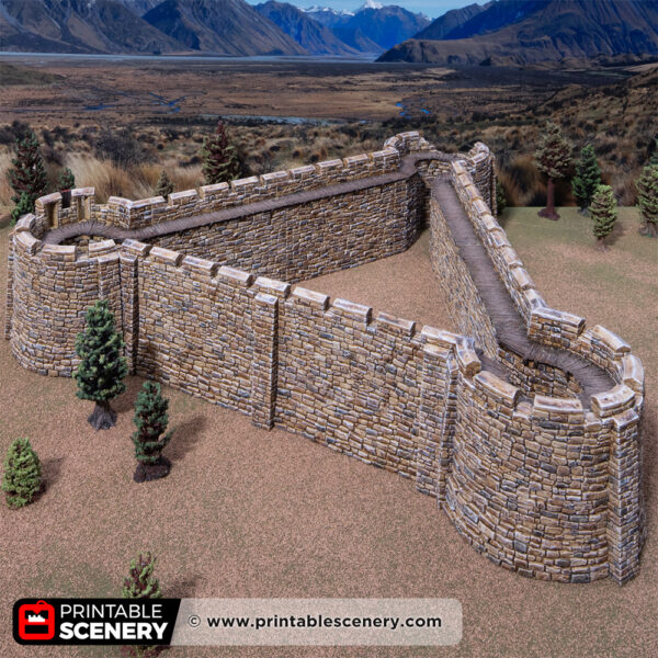 3D printed and painted Castle horseshoe walls for tabletop rpgs and wargames
