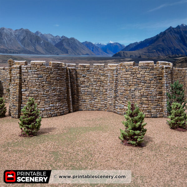 3D printed and painted Castle horseshoe walls for tabletop rpgs and wargames