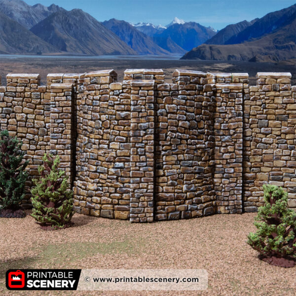 3D printed and painted Castle horseshoe walls for tabletop rpgs and wargames