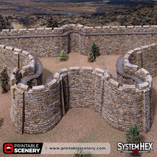 3D printed and painted Castle horseshoe walls for tabletop rpgs and wargames